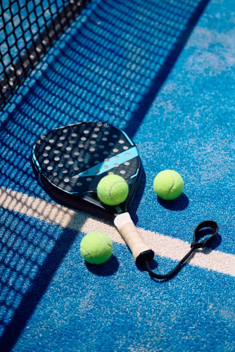 Padel players mid-rally on a glass court